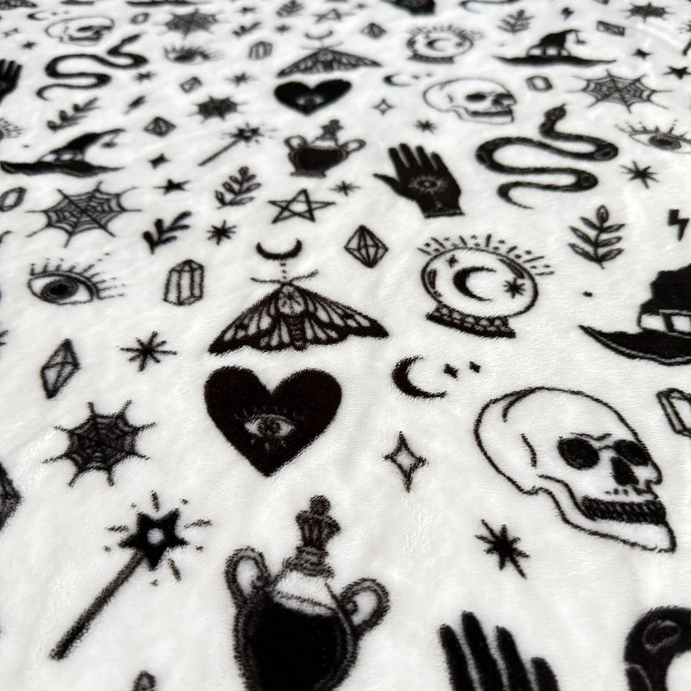 Berkshire Oversized Plush Throw Blanket Mystical Skull Snake Witch Halloween